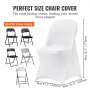VEVOR Stretch Spandex Folding Chair Covers, Universal Fitted Chair Cover, Removable Washable Protective Slipcovers, for Wedding, Holiday, Banquet, Party, Celebration, Dining (100PCS White)