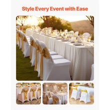 VEVOR 150 Pcs White Chair Covers, Polyester Spandex Chair Cover, Stretch Slipcovers for Wedding Party Dining Banquet Flat-Front Chair Covers, Fits Chair Measures up to 17.72 x 18.11 x 30.31 inch