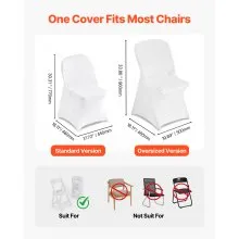 VEVOR 30 Pcs White Chair Covers, Polyester Spandex Chair Cover, Stretch Slipcovers for Wedding Party Dining Banquet Flat-Front Chair Covers, Fits Chair Measures up to 18.11 x 19.69 x 33.86 inch