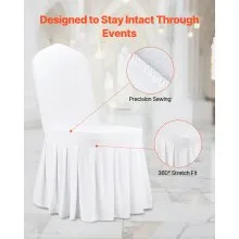 VEVOR 30 Pcs White Chair Covers, Polyester Spandex Chair Cover, Stretch Slipcovers for Wedding Party Dining Banquet Flat-Front Chair Covers, Fits Chair Measures up to 20.08 x 17.72 x 37.4 inch