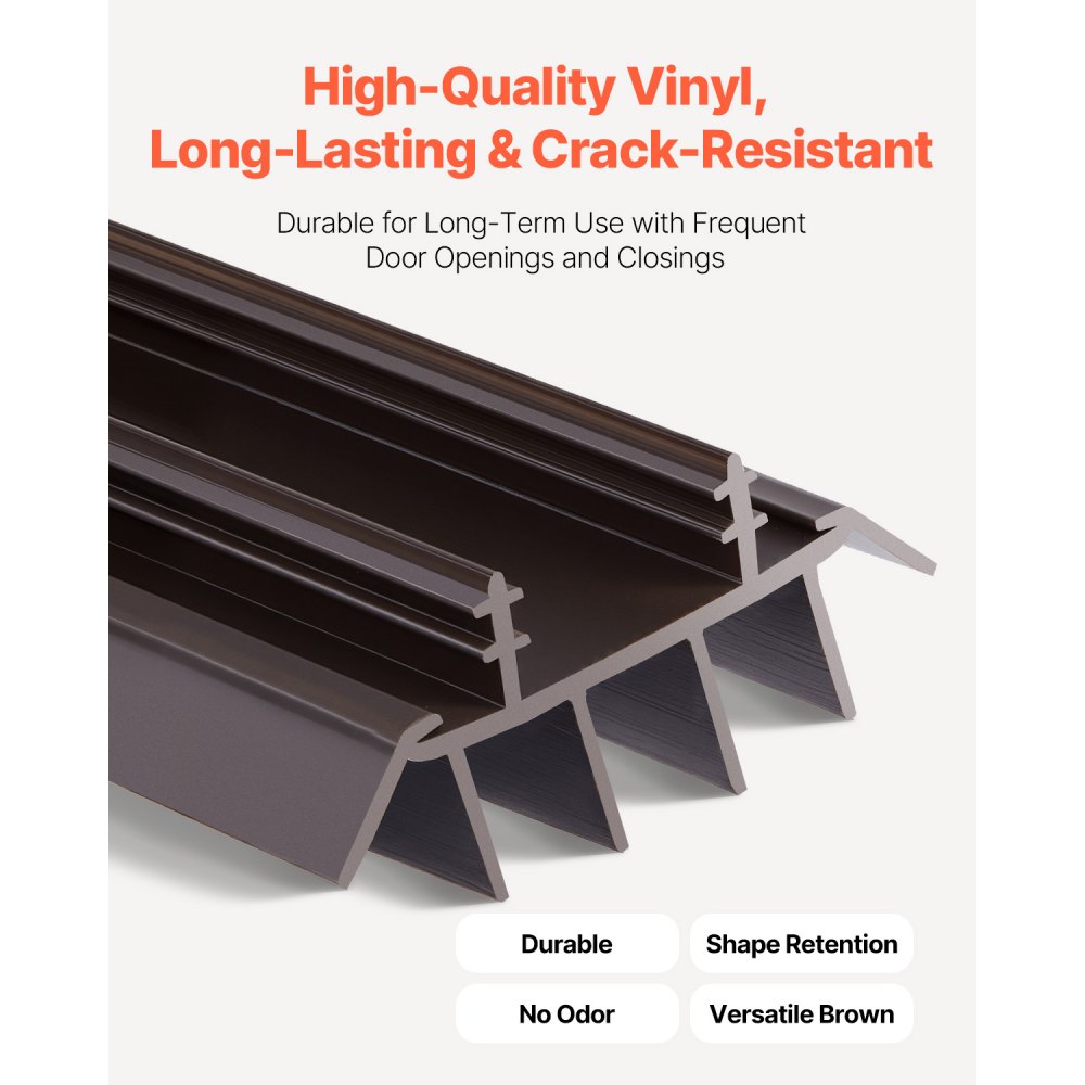 VEVOR - Repuesto de burlete inferior para puerta, vinilo de 91 cm de largo y 4,5 cm de ancho, deslizable, en forma de U, fácil de instalar, para puertas exteriores, hogar, tapón de corrientes de aire para agarre intermedio de 2,2 cm, 2 unidades