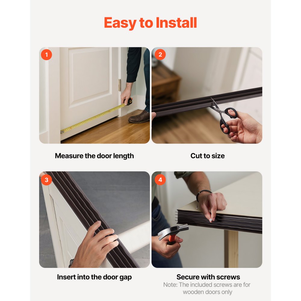 VEVOR - Repuesto de burlete inferior para puerta, vinilo de 91 cm de largo y 4,5 cm de ancho, deslizable, en forma de U, fácil de instalar, para puertas exteriores, hogar, tapón de corrientes de aire para agarre intermedio de 2,2 cm, 2 unidades