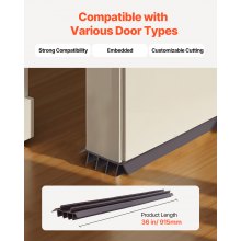 Door Bottom Seal Vinyl U-Shape Brown Kerf Under Door Draft Guard 36 In 2 Pack