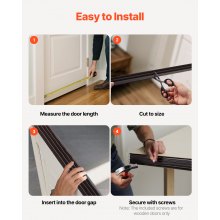 Door Bottom Seal Vinyl U-Shape Brown Kerf Under Door Draft Guard 36 In 2 Pack
