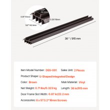 Door Bottom Seal Vinyl U-Shape Brown Kerf Under Door Draft Guard 36 In 2 Pack