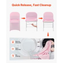 VEVOR 50 Pcs Pink Chair Covers, Polyester Spandex Chair Cover, Stretch Slipcovers for Wedding Party Dining Banquet Flat-Front Chair Covers, Fits Chair Measures up to 17.72 x 18.11 x 30.31 inch