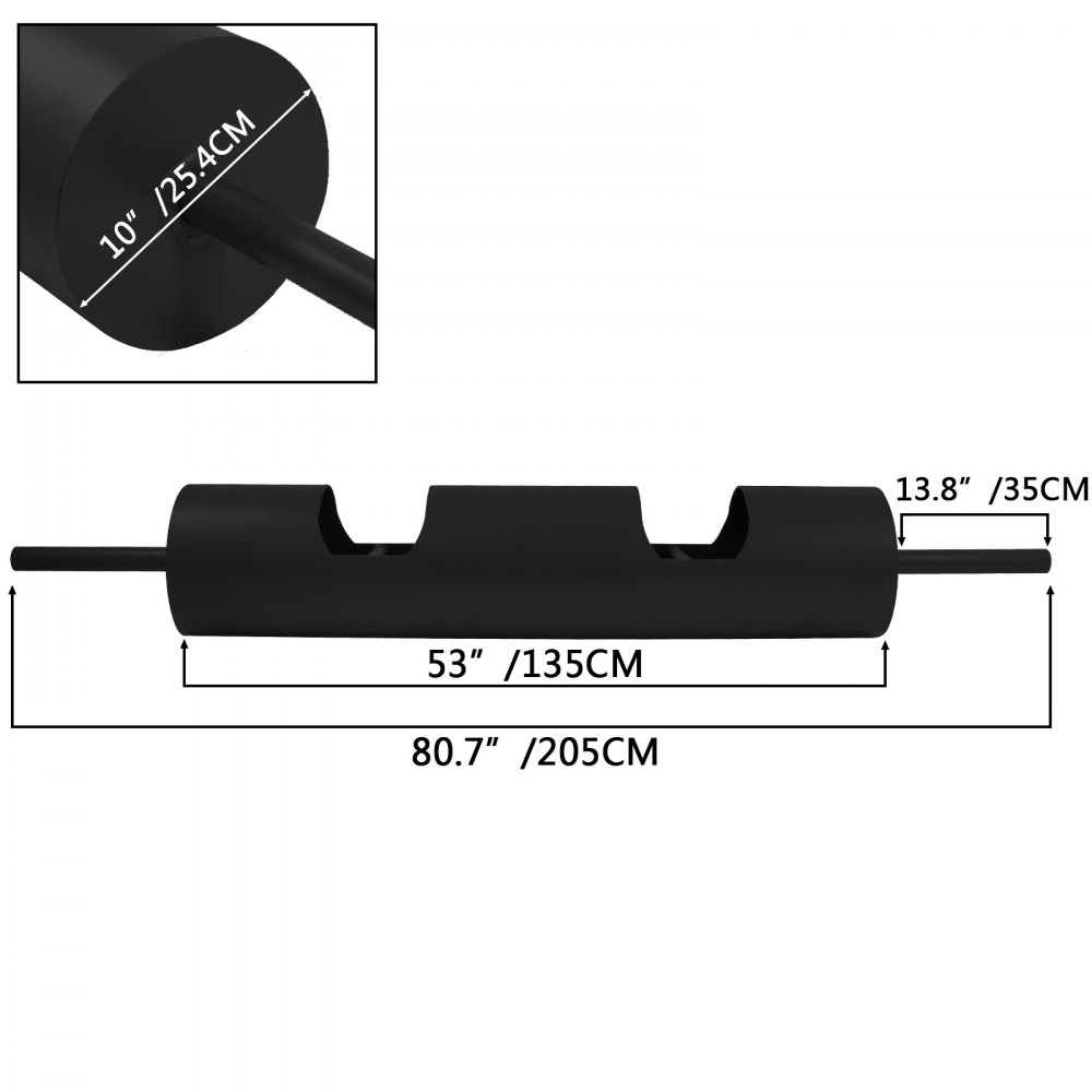 VEVOR 10" Dia Steel Strength Log Bar, 700 Lbs Capacity Barbell Bar, Black Bench Press Bar with Comfortable Neutral Handle for Weightlifting Powerlifting and Competition