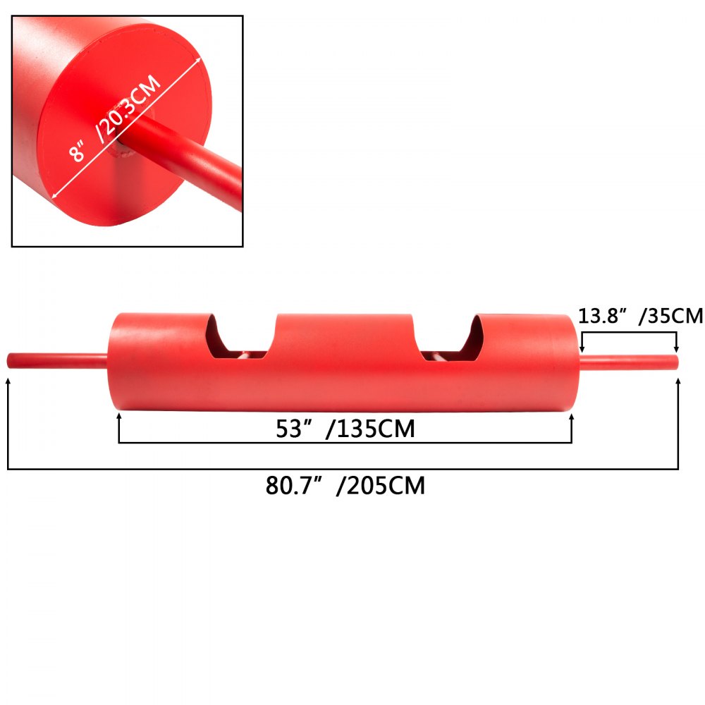 VEVOR 8" Dia Steel Strength Log Bar, 700 Lbs Capacity Barbell Bar, Red Bench Press Bar with Comfortable Neutral Handle for Weightlifting Powerlifting and Competition