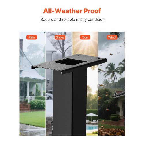 MEIYIHUI Heavy Duty Steel Mailbox Post – 40.3 Inches Tall – Outdoor Mailbox Stand With Concrete Mounting Hardware – Rust-Resistant Powder Coat