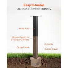 VEVOR Mailbox Post In-Ground Steel Mailbox Post Kit with Plate 43x4x4 in Black