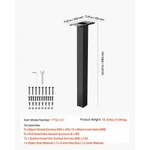 VEVOR Mailbox Post In-Ground Steel Mailbox Post Kit with Plate 43x4x4 in Black