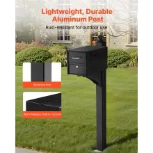VEVOR Mailbox Post In-Ground Aluminum Mailbox Post Kit with Plate 56x4x4in Black