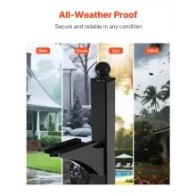 VEVOR Mailbox Post In-Ground Aluminum Mailbox Post Kit with Plate 56x4x4in Black
