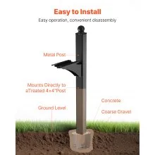 VEVOR Mailbox Post In-Ground Aluminum Mailbox Post Kit with Plate 56x4x4in Black