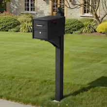 VEVOR Mailbox Post In-Ground Aluminum Mailbox Post Kit with Plate 56x4x4in Black
