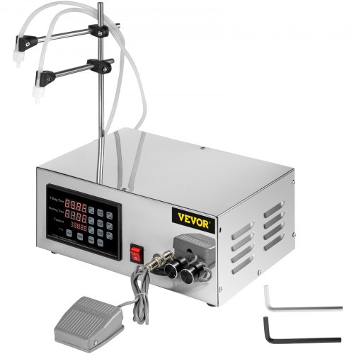 VEVOR GFK280 Liquid Filling Machine, Automatic Bottle Filling Machine 2 Nozzles, Bottle Filler 5-3500ml, Digital Control Liquid Filler for Low-vicious Liquids