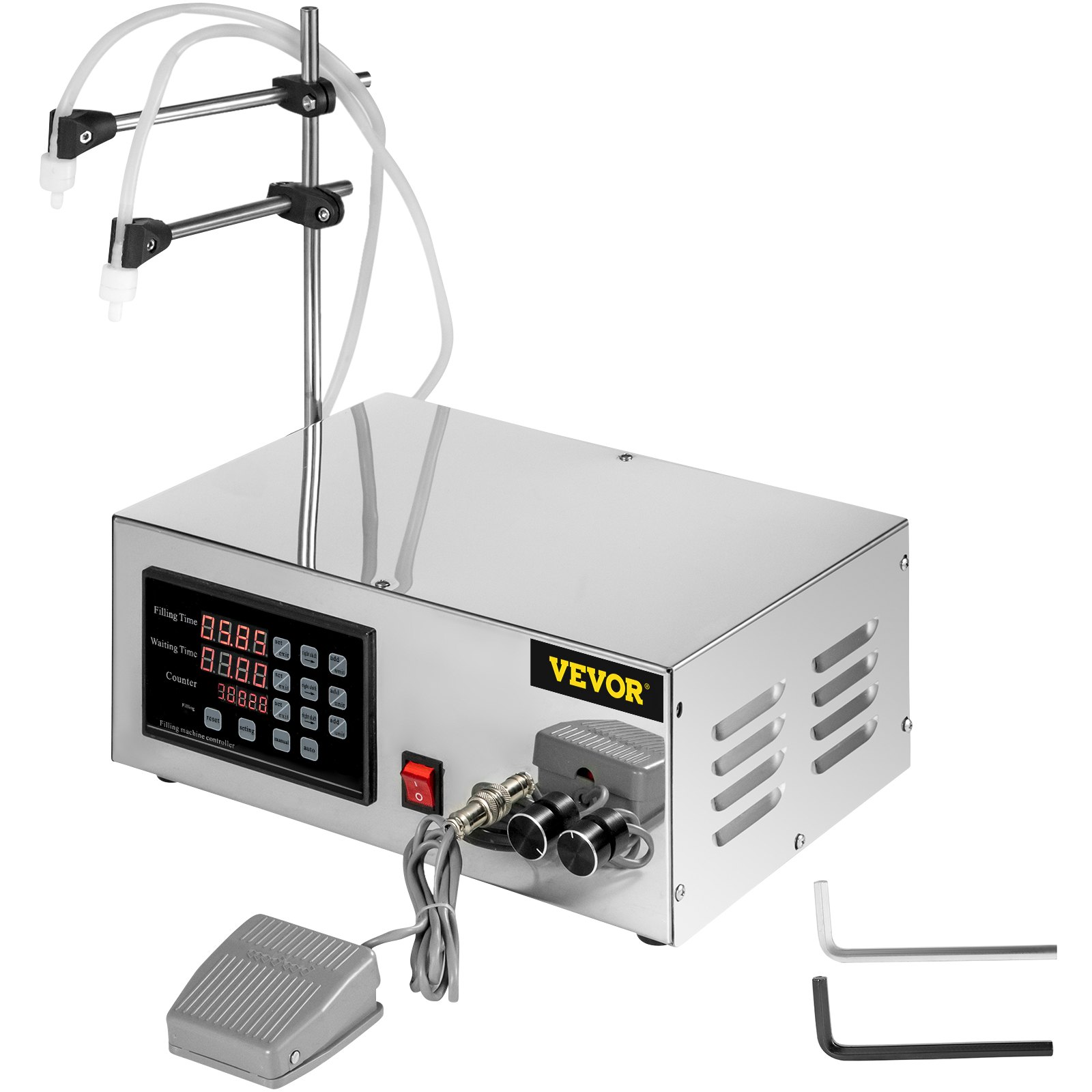 VEVOR Liquid Filling Machine 5-3500ml Automatic Liquid Filling Machine with 2 Nozzles Digital Water Filler Liquid Filler GFK280