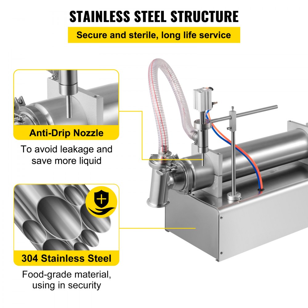 VEVOR 100-1000ml Pneumatic Liquid Filling Machine Single Head Piston Filler