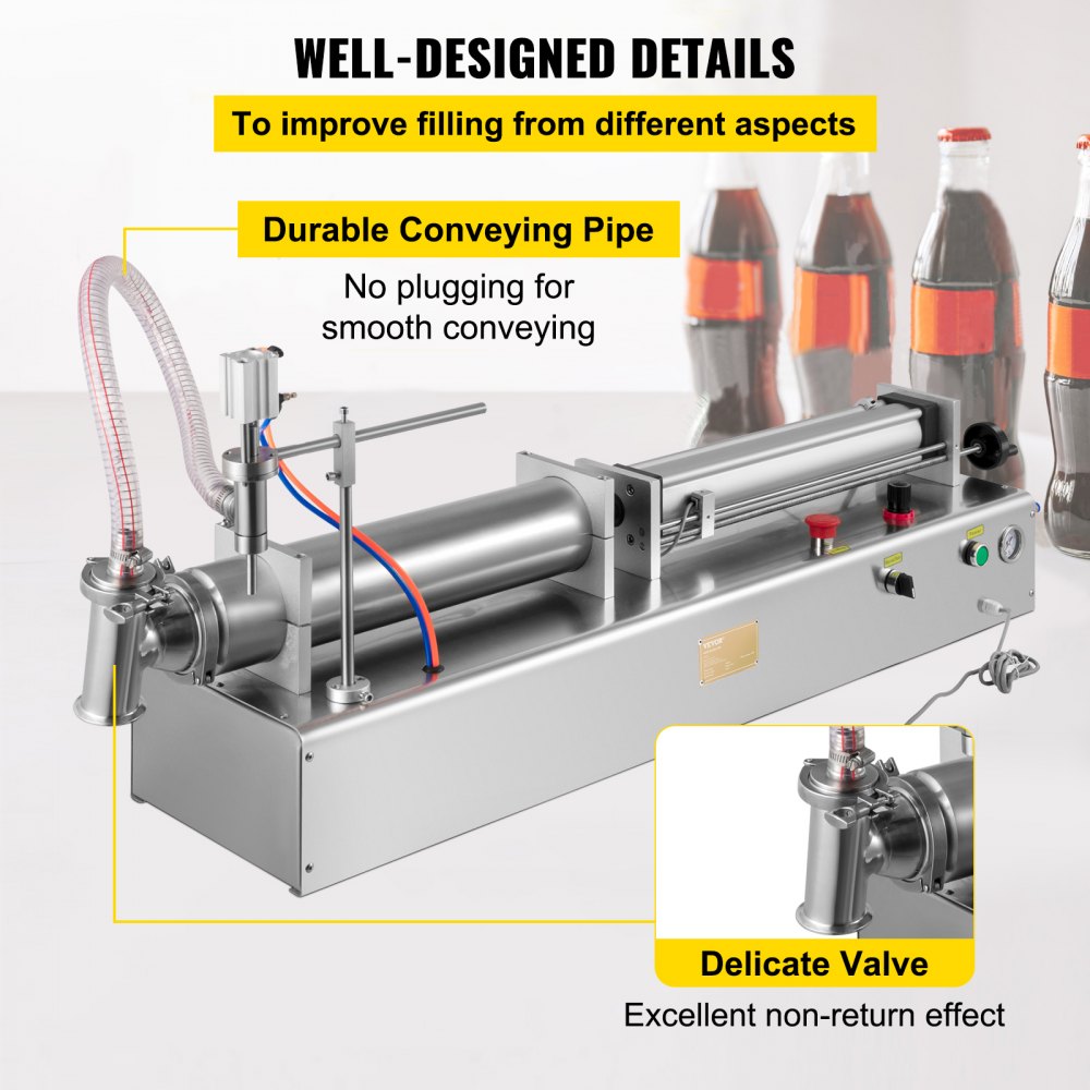 VEVOR 100-1000ml Pneumatic Liquid Filling Machine Single Head Piston Filler