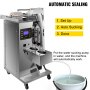 VEVOR Automatic Liquid Sealing Machine Food-Grade Stainless Steel Weighing Filling Machine 3-120g Liquid Quantitative Dispenser, with 20-40 Bags/Min Sauce Packing, Trilateral Sealing for Oil/Milk