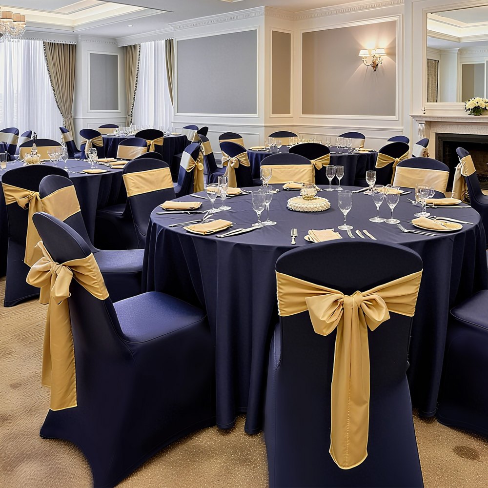 VEVOR 50 Pcs Navy Blue Chair Covers, Polyester Spandex Chair Cover, Stretch Slipcovers for Wedding Party Dining Banquet Flat-Front Chair Covers, Fits Chair Measures up to 20.08 x 17.72 x 37.4 inch