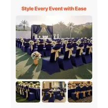 VEVOR 50 Pcs Navy Blue Chair Covers, Polyester Spandex Chair Cover, Stretch Slipcovers for Wedding Party Dining Banquet Flat-Front Chair Covers, Fits Chair Measures up to 20.08 x 17.72 x 37.4 inch