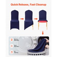 VEVOR 50 Pcs Navy Blue Chair Covers, Polyester Spandex Chair Cover, Stretch Slipcovers for Wedding Party Dining Banquet Flat-Front Chair Covers, Fits Chair Measures up to 20.08 x 17.72 x 37.4 inch