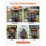 VEVOR Camping Rocket Stove, Wood Burning Portable Rocket Stove with Carrying Bag for Backpacking, SPCC Steel, Double Door, Burn Twigs, Sticks or Charcoals for Outdoor Cooking, Backyard, Camp Cooking