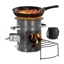 VEVOR Camping Rocket Stove Wood Burning Portable Rocket Stove with Double Door