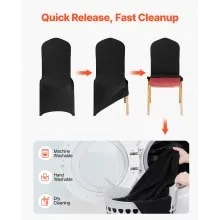 VEVOR 100 Pcs Black Chair Covers, Polyester Spandex Chair Cover, Stretch Slipcovers for Wedding Party Dining Banquet Flat-Front Chair Covers, Fits Chair Measures up to 20.08 x 17.72 x 37.4 inch