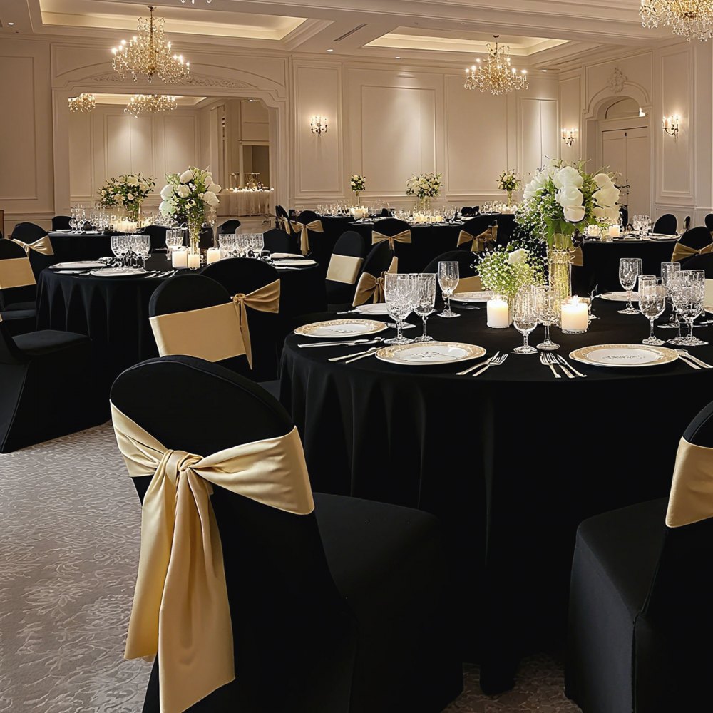 VEVOR 150 Pcs Black Chair Covers, Polyester Spandex Chair Cover, Stretch Slipcovers for Wedding Party Dining Banquet Flat-Front Chair Covers, Fits Chair Measures up to 17.72 x 18.11 x 30.31 inch