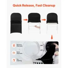 VEVOR 150 Pcs Black Chair Covers, Polyester Spandex Chair Cover, Stretch Slipcovers for Wedding Party Dining Banquet Flat-Front Chair Covers, Fits Chair Measures up to 17.72 x 18.11 x 30.31 inch
