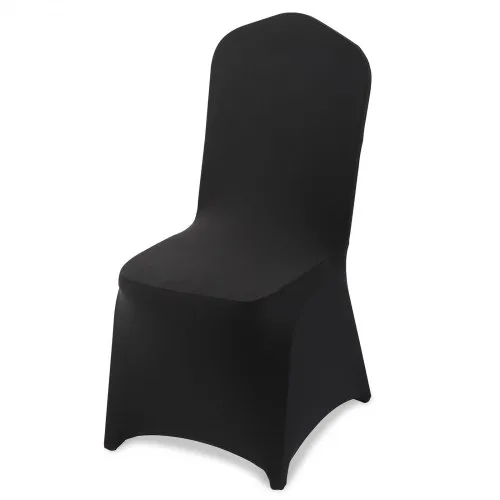 VEVOR 150 Pcs Black Chair Covers, Polyester Spandex Chair Cover, Stretch Slipcovers for Wedding Party Dining Banquet Flat-Front Chair Covers, Fits Chair Measures up to 20.08 x 17.72 x 37.4 inch