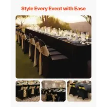 VEVOR 30 Pcs Black Chair Covers, Polyester Spandex Chair Cover, Stretch Slipcovers for Wedding Party Dining Banquet Flat-Front Chair Covers, Fits Chair Measures up to 18.11 x 19.69 x 33.86 inch