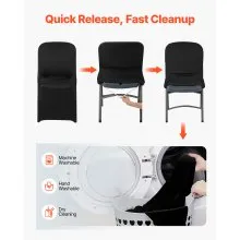 VEVOR 30 Pcs Black Chair Covers, Polyester Spandex Chair Cover, Stretch Slipcovers for Wedding Party Dining Banquet Flat-Front Chair Covers, Fits Chair Measures up to 18.11 x 19.69 x 33.86 inch