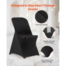 VEVOR 30 Pcs Black Chair Covers, Polyester Spandex Chair Cover, Stretch Slipcovers for Wedding Party Dining Banquet Flat-Front Chair Covers, Fits Chair Measures up to 18.11 x 19.69 x 33.86 inch