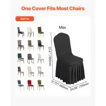 VEVOR 30 Pcs Black Chair Covers, Polyester Spandex Chair Cover, Stretch Slipcovers for Wedding Party Dining Banquet Flat-Front Chair Covers, Fits Chair Measures up to 20.08 x 17.72 x 37.4 inch
