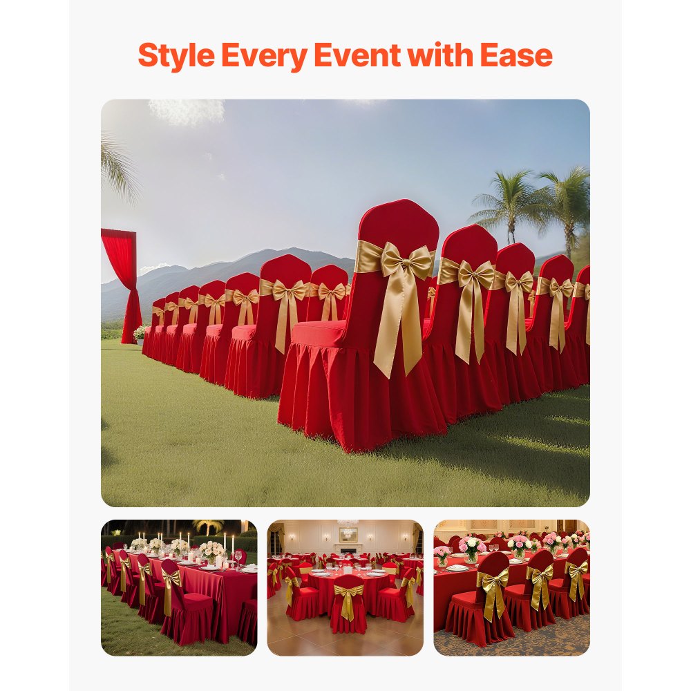VEVOR 30 Pcs Red Chair Covers, Polyester Spandex Chair Cover, Stretch Slipcovers for Wedding Party Dining Banquet Flat-Front Chair Covers, Fits Chair Measures up to 20.08 x 17.72 x 37.4 inch