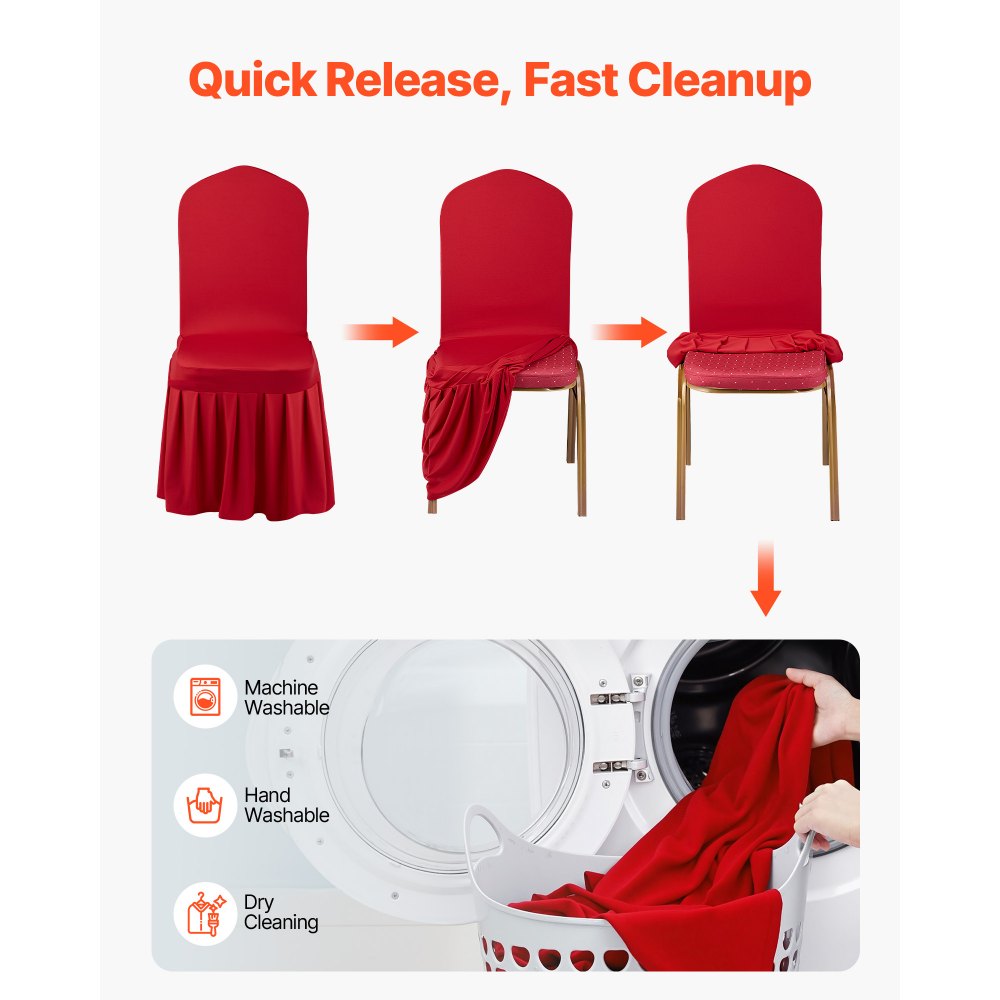 VEVOR 30 Pcs Red Chair Covers, Polyester Spandex Chair Cover, Stretch Slipcovers for Wedding Party Dining Banquet Flat-Front Chair Covers, Fits Chair Measures up to 20.08 x 17.72 x 37.4 inch