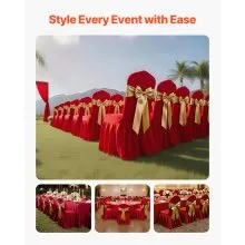 VEVOR 30 Pcs Red Chair Covers, Polyester Spandex Chair Cover, Stretch Slipcovers for Wedding Party Dining Banquet Flat-Front Chair Covers, Fits Chair Measures up to 20.08 x 17.72 x 37.4 inch