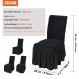 Πτυσσόμενα καλύμματα καρέκλας VEVOR Stretch Spandex, Universal Εφαρμοσμένο κάλυμμα καρέκλας με φούστα, Αφαιρούμενα πλενόμενα προστατευτικά καλύμματα, για γάμους, διακοπές, συμπόσιο, πάρτι, γιορτή, δείπνο (4 ΤΕΜ. Μαύρο)