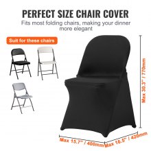 VEVOR Stretch Spandex Folding Chair Covers, Universal Fitted Chair Cover, Removable Washable Protective Slipcovers, for Wedding, Holiday, Banquet, Party, Celebration, Dining (50PCS Black)