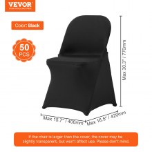 VEVOR Stretch Spandex Folding Chair Covers, Universal Fitted Chair Cover, Removable Washable Protective Slipcovers, for Wedding, Holiday, Banquet, Party, Celebration, Dining (50PCS Black)