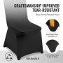 VEVOR 50PCS Black Stretch Spandex Folding Chair Covers, Universal Fitted Chair Cover, Removable Washable Protective Slipcovers, for Wedding, Holiday, Banquet, Party, Celebration