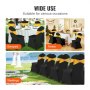 VEVOR chair covers for banquets, parties, and weddings with black fabric and yellow sash. wide use.