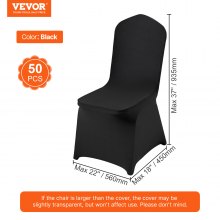 VEVOR Stretch Spandex Folding Chair Covers, Universal Fitted Chair Cover, Removable Washable Protective Slipcovers, for Wedding, Holiday, Banquet, Party, Celebration, Dining (50PCS Black)