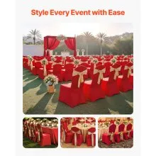 VEVOR 50 Pcs Red Chair Covers, Polyester Spandex Chair Cover, Stretch Slipcovers for Wedding Party Dining Banquet Flat-Front Chair Covers, Fits Chair Measures up to 20.08 x 17.72 x 37.4 inch