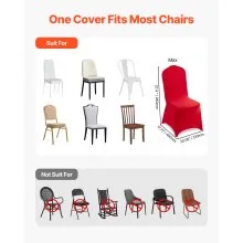 VEVOR 50 Pcs Red Chair Covers, Polyester Spandex Chair Cover, Stretch Slipcovers for Wedding Party Dining Banquet Flat-Front Chair Covers, Fits Chair Measures up to 20.08 x 17.72 x 37.4 inch