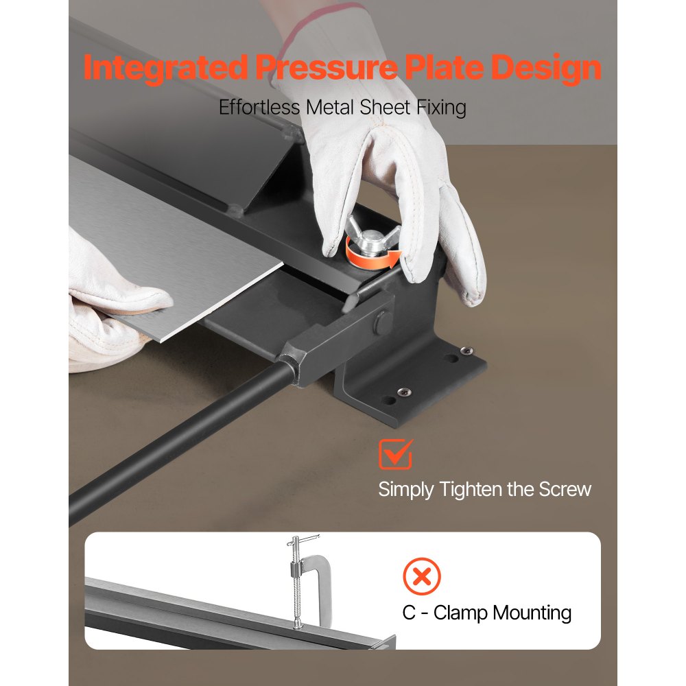 VEVOR Box and Pan Brake, 30 in Sheet Metal Bending Brake, 18-Gauge Capacity, 0-135 Degree Adjustable, Metal Bender Machine, No Wobbling, Heavy-Duty Aluminum Folder for Precise Batch Bending