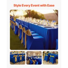 VEVOR 50 Pcs Blue Chair Covers, Polyester Spandex Chair Cover, Stretch Slipcovers for Wedding Party Dining Banquet Flat-Front Chair Covers, Fits Chair Measures up to 17.72 x 18.11 x 30.31 inch